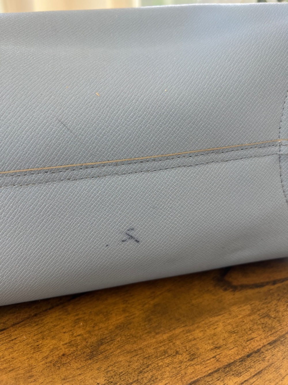 Coach - Beige Signature Tote with Blue Trim, Reversible and Matching Pouch - Picture 12 of 12